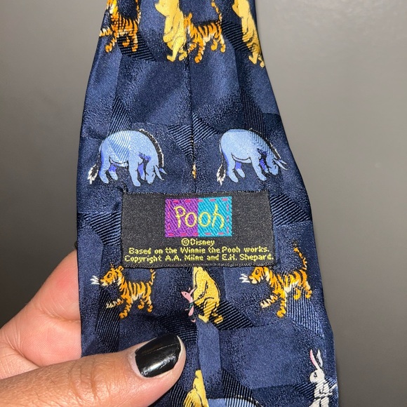 Disney Other - Classic Pooh Silk Tie - 100% silk hand made vintage/retro navy blue